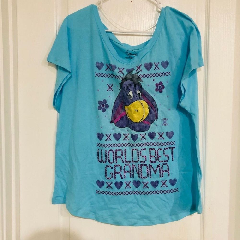 Brand New Women's Disney Eeyore Grandma Graphic Short Sleeve Blue T-Shirt XL